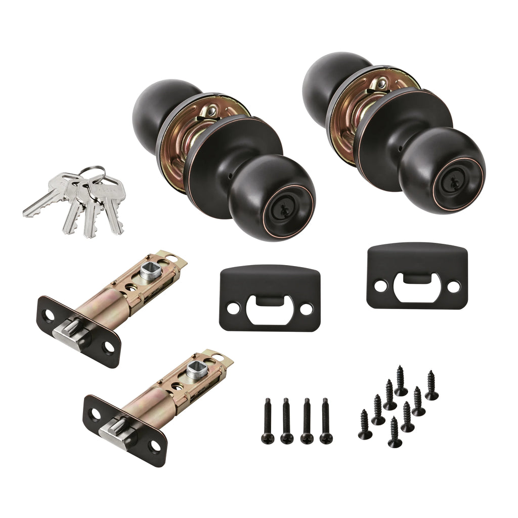 Matte Black Keyed Entry Doorknobs Twin Pack Z364000