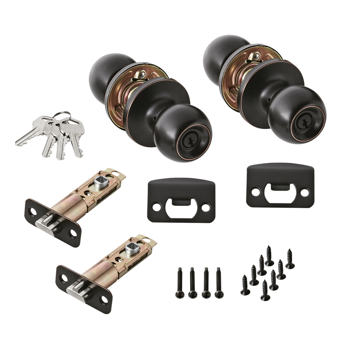 Matte Black Keyed Entry Doorknobs Twin Pack Z364000