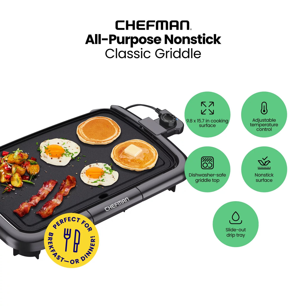 Electric Griddle Non-Stick 10"x16" Black V275442
