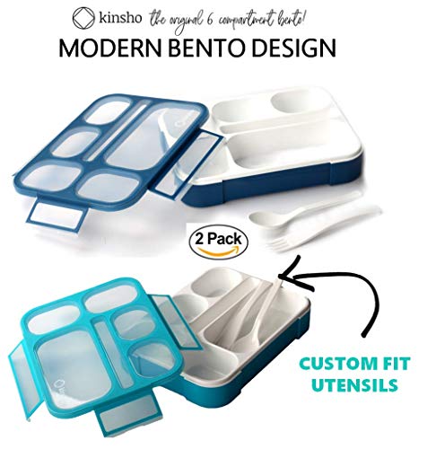 6 Compartment Bento Box Lunchbox Snack Containers, Set of 3, Pink Purple Orange M5053