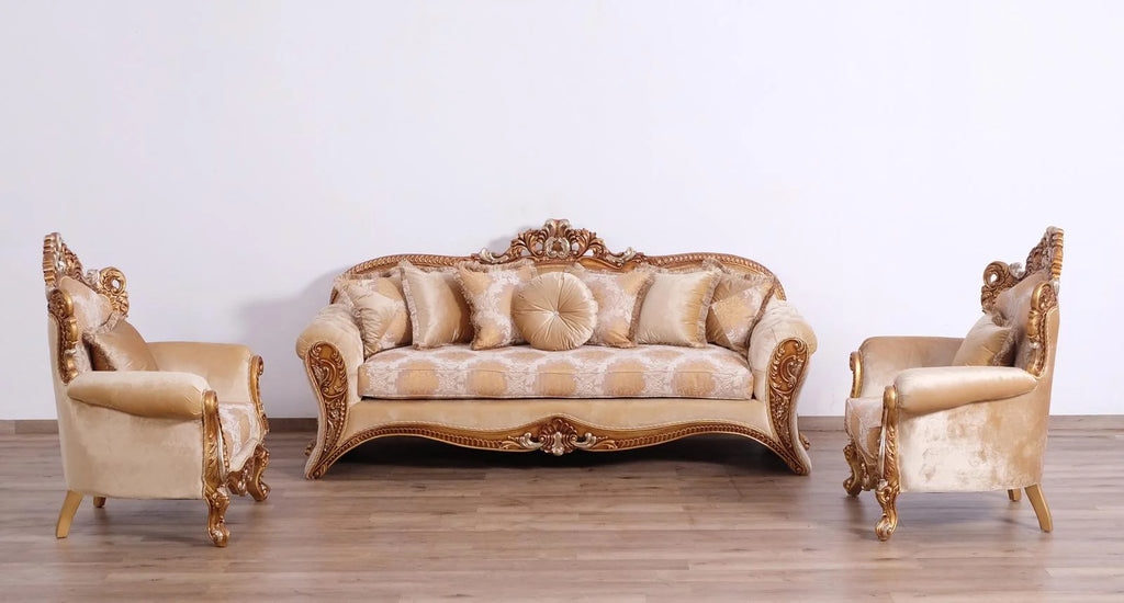 Gold & Brown Sofa Set 3Pcs P554195