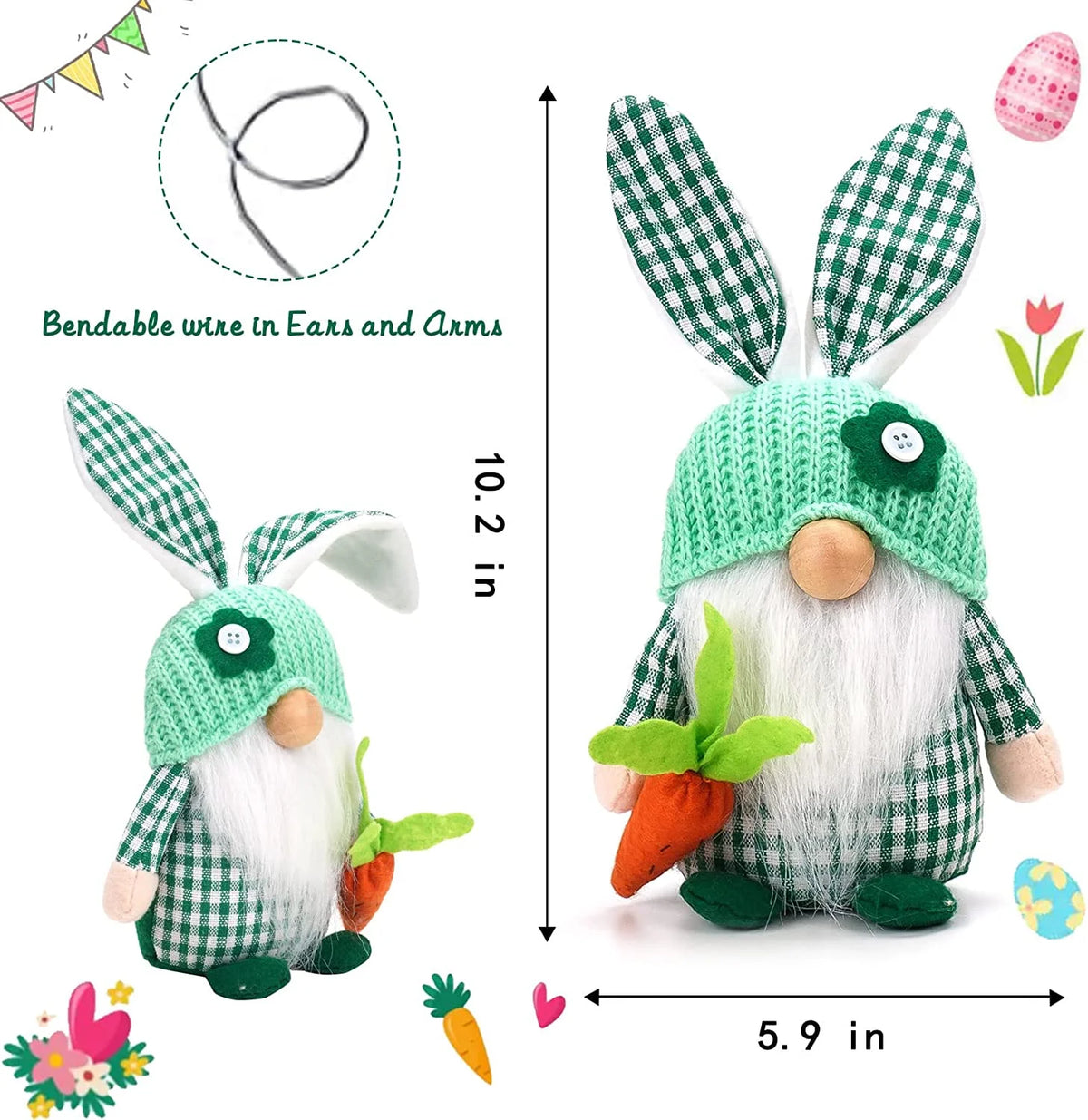 2 Pack Plush Gnome Decorations R9510