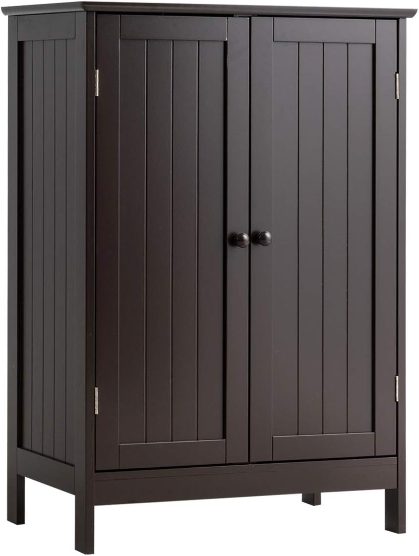 Brown Wooden Floor Storage Cabinet 23.5x14x34 inches U3878