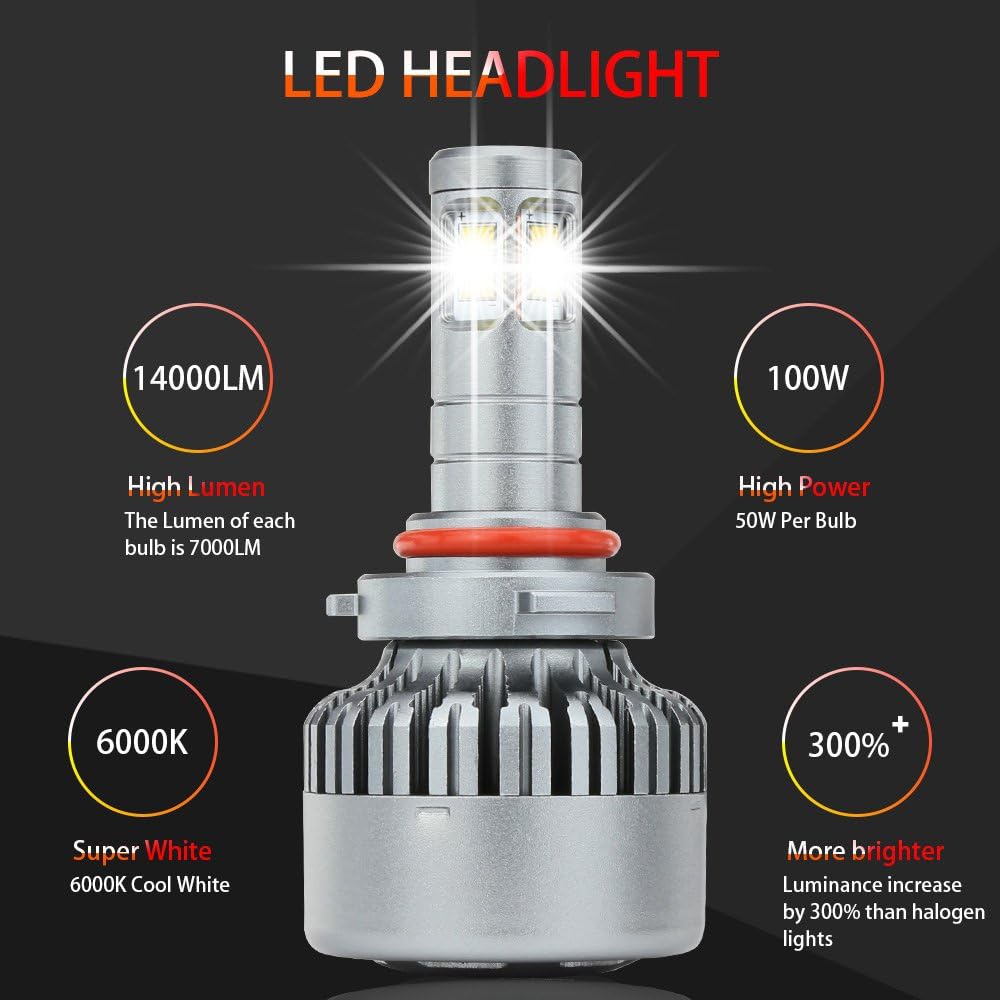 9006 LED Headlight Bulb 100W 6000K Low Beams Fog Lights Pack of 2 N132
