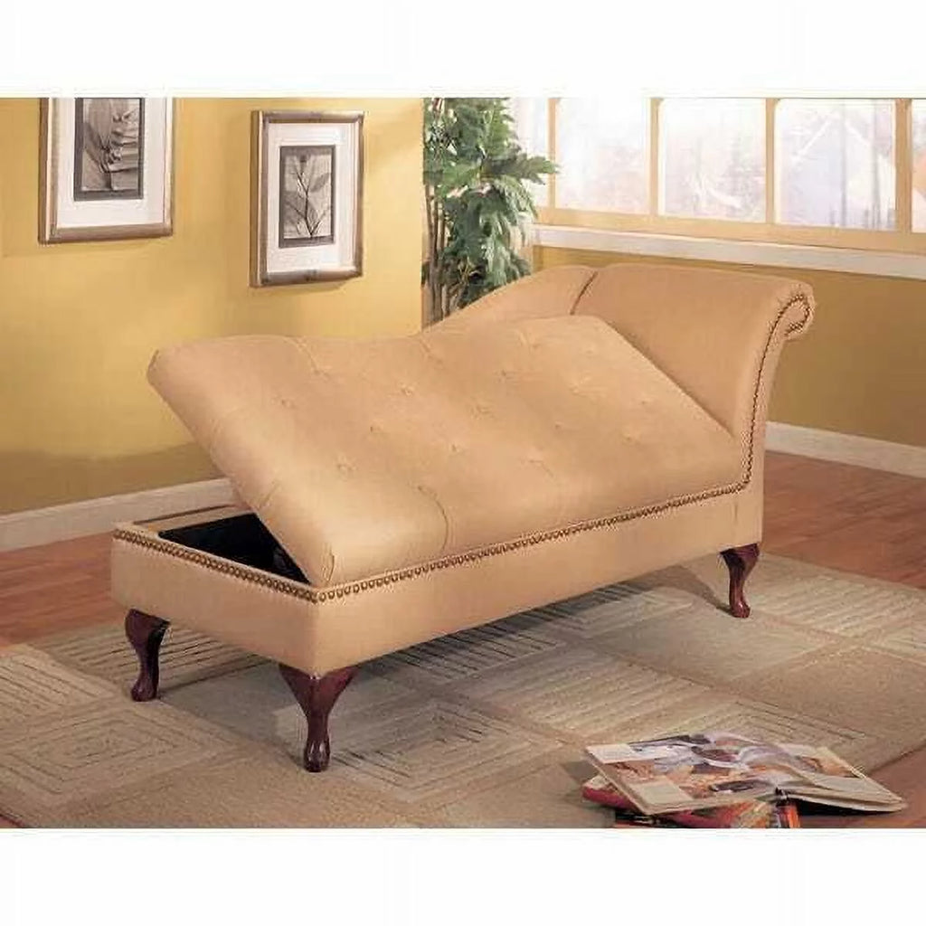 Tan Microfiber Chaise Lounge with Storage X9078