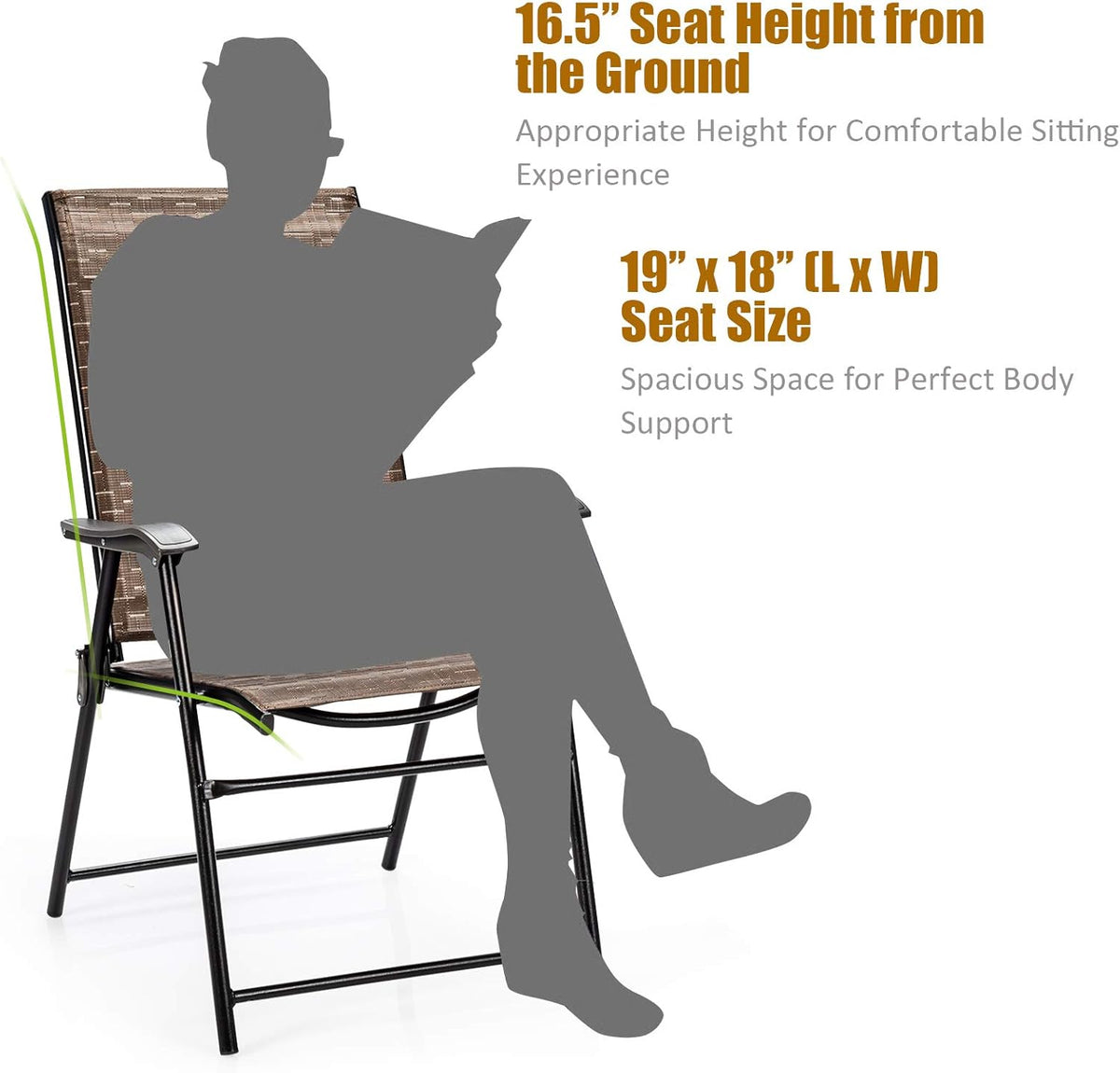 2-Pack Patio Dining Chairs with Armrest B58366