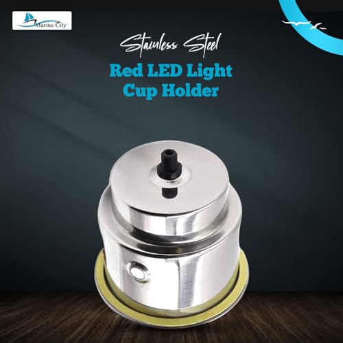 Red LED Light Cup Holder with Drain Stainless Steel Pack of 2 P10872