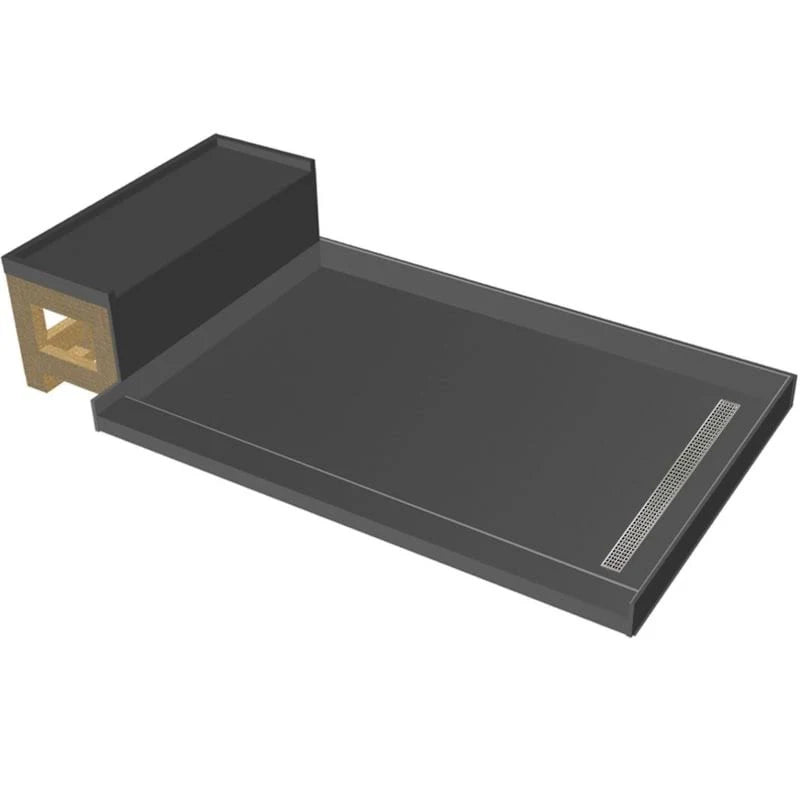 Brushed Ni Rectangular Shower Base with Right Drain Y988106