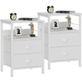 Set of 2 Nightstands with Charging Station and 2 Fabric Drawers I992