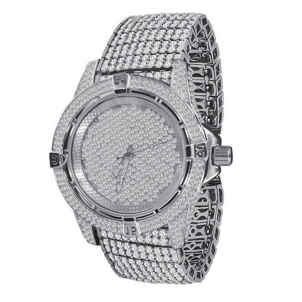 White Gold Tone Iced Out Watch L214