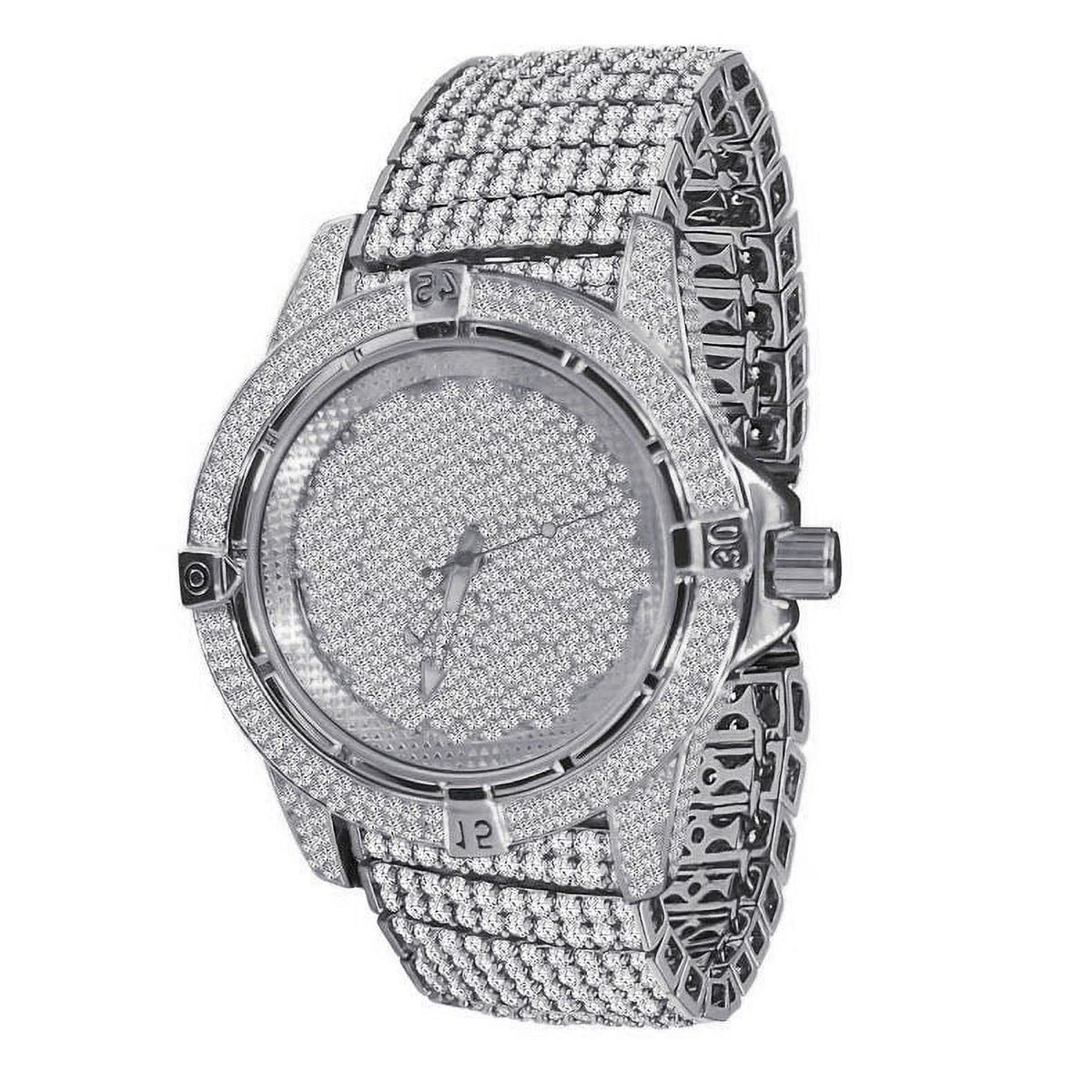 White Gold Tone Iced Out Watch L214