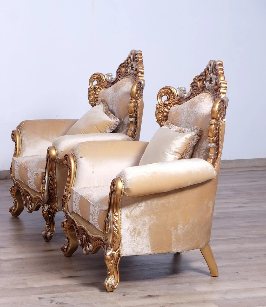 Gold & Brown Sofa Set 3Pcs P554195