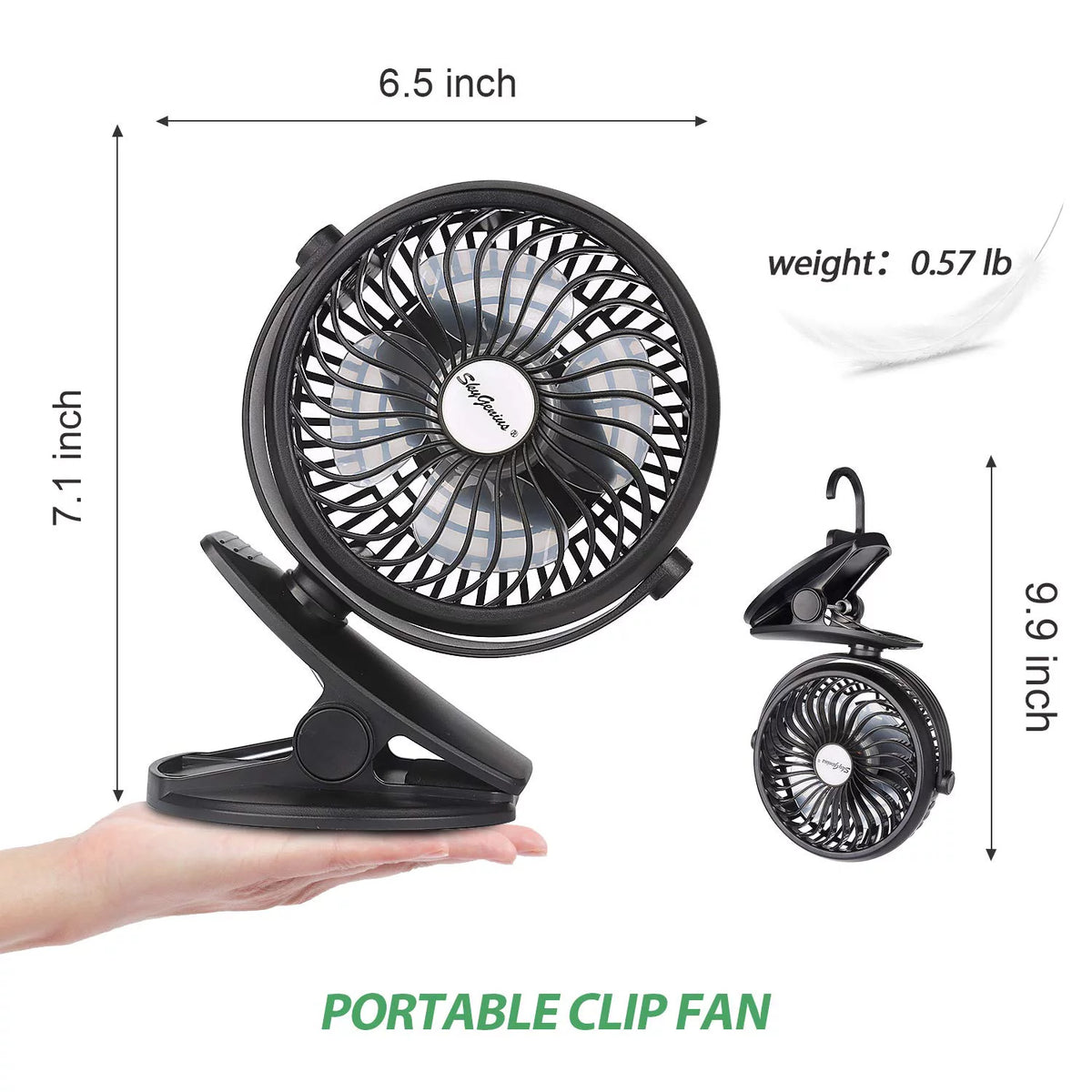 Portable Clip on Fan Black T36535