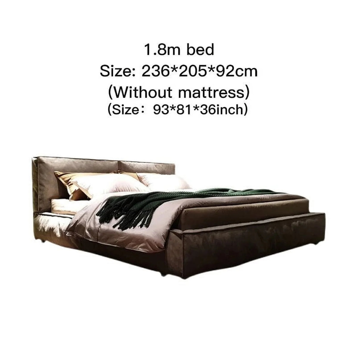Queen Size Upholstered Bed Frame Grey N332