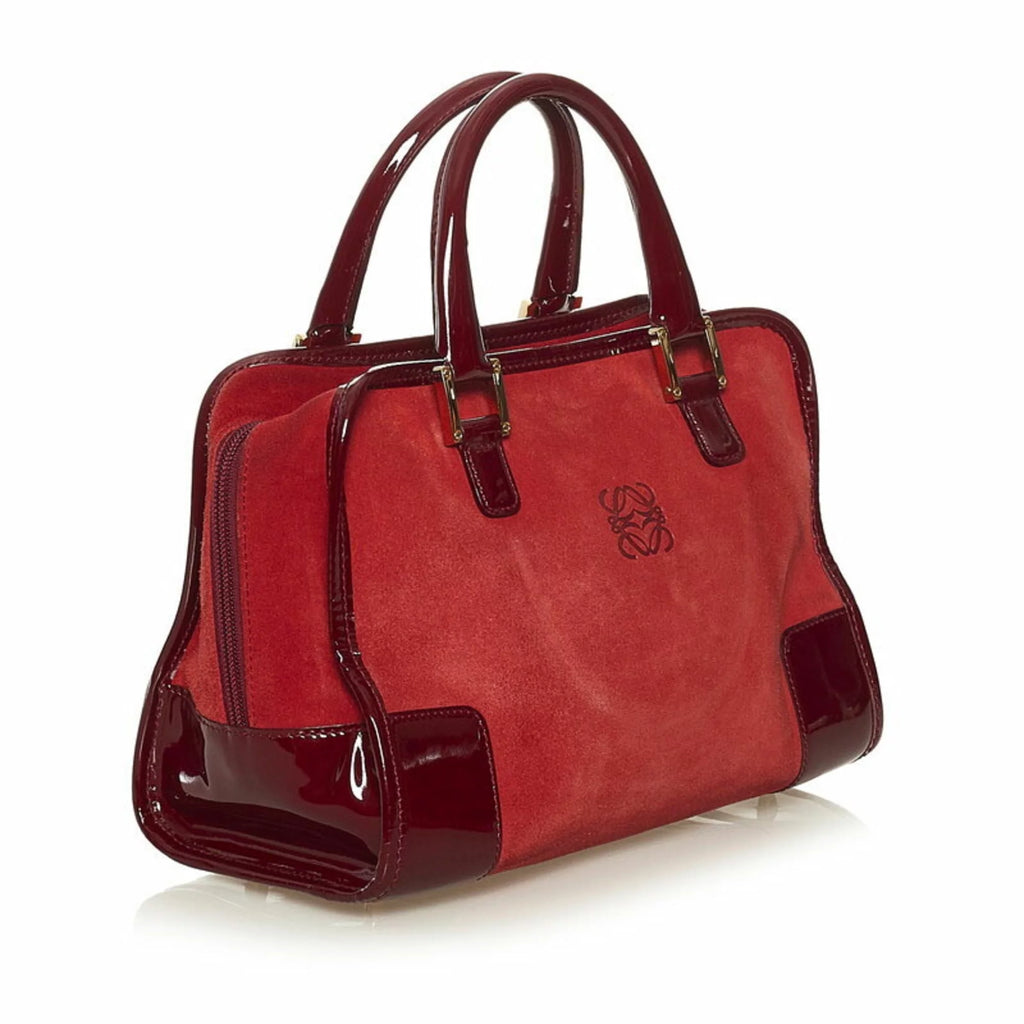 Red Suede Enamel Handbag L7090