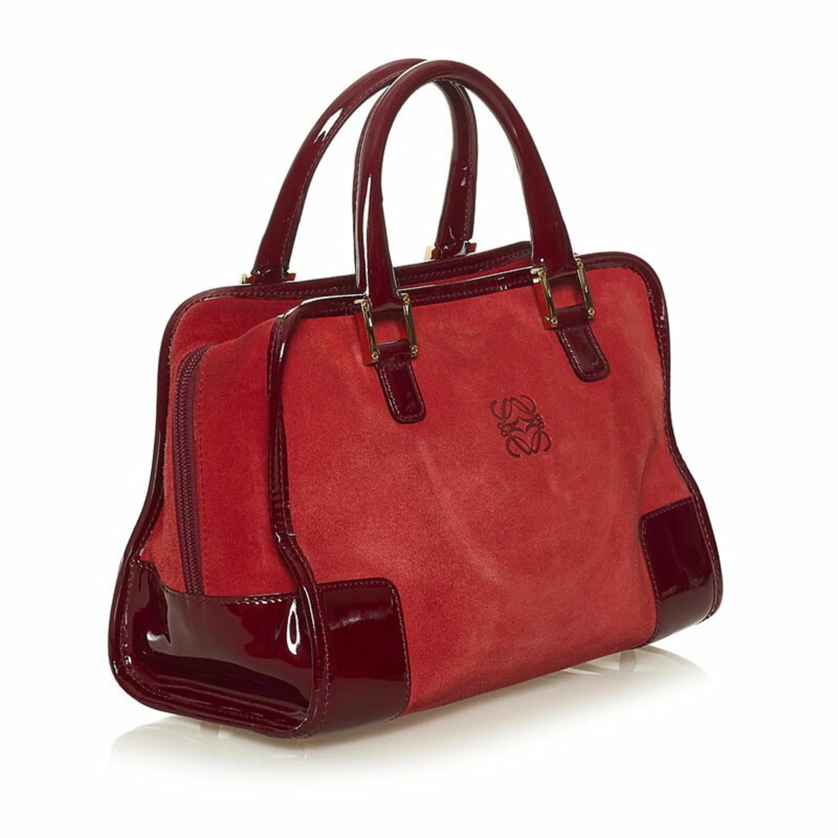 Red Suede Enamel Handbag L7090