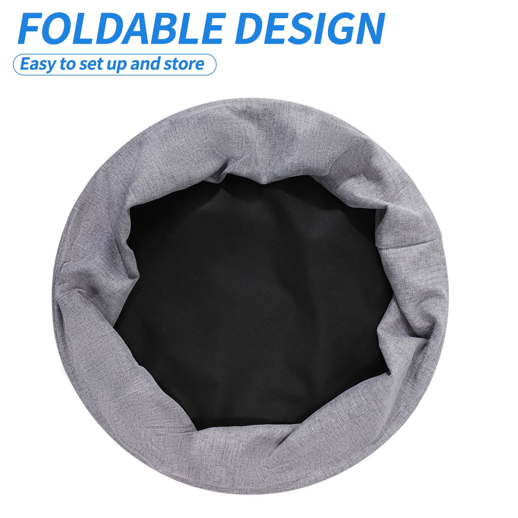 Round Metal End Table with Fabric Storage Basket M805616
