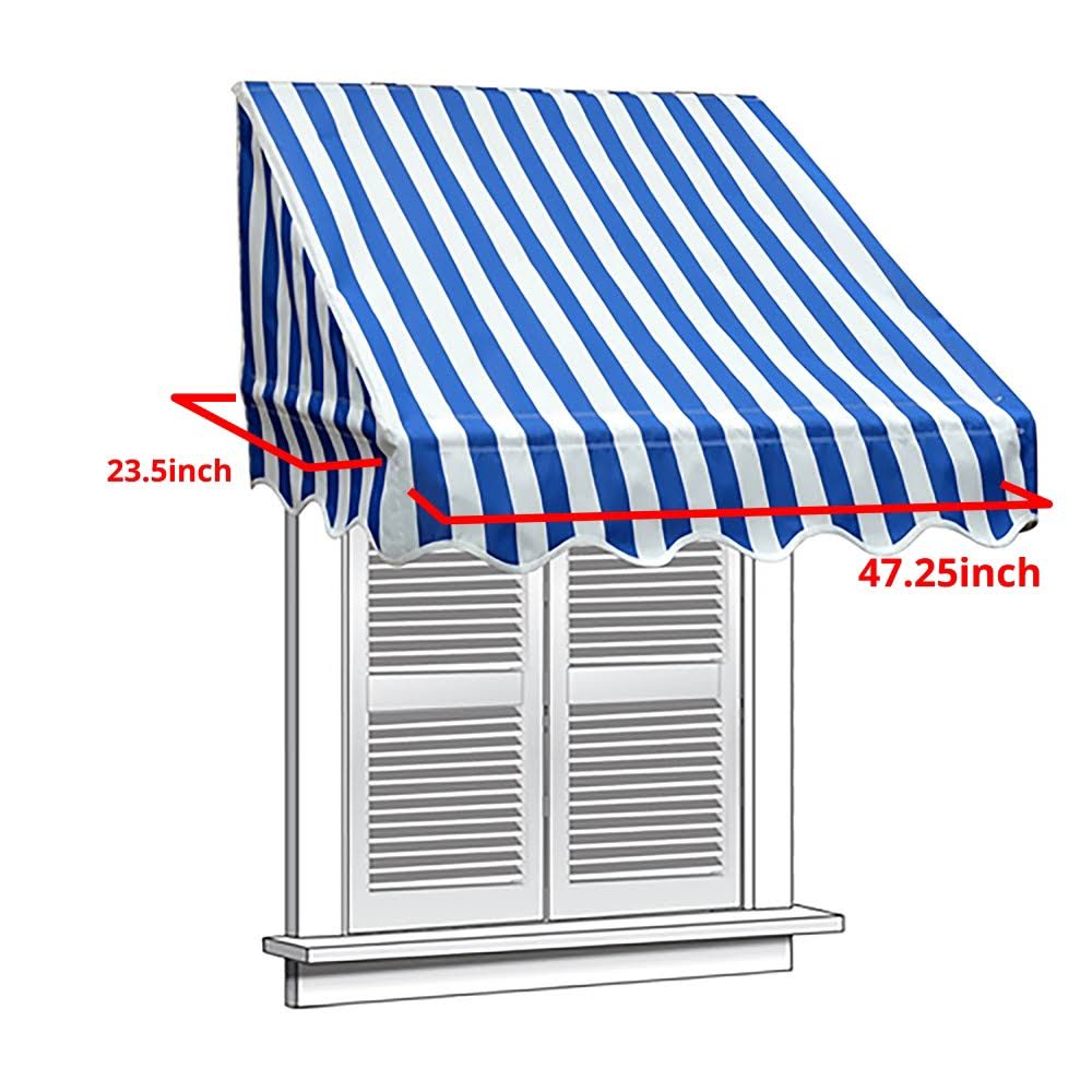 Blue and White Stripes Window Awning Door Canopy V86900