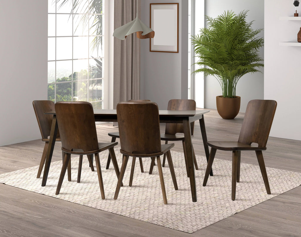 7-Piece Solid Wood Dining Table and 6 Chairs G114