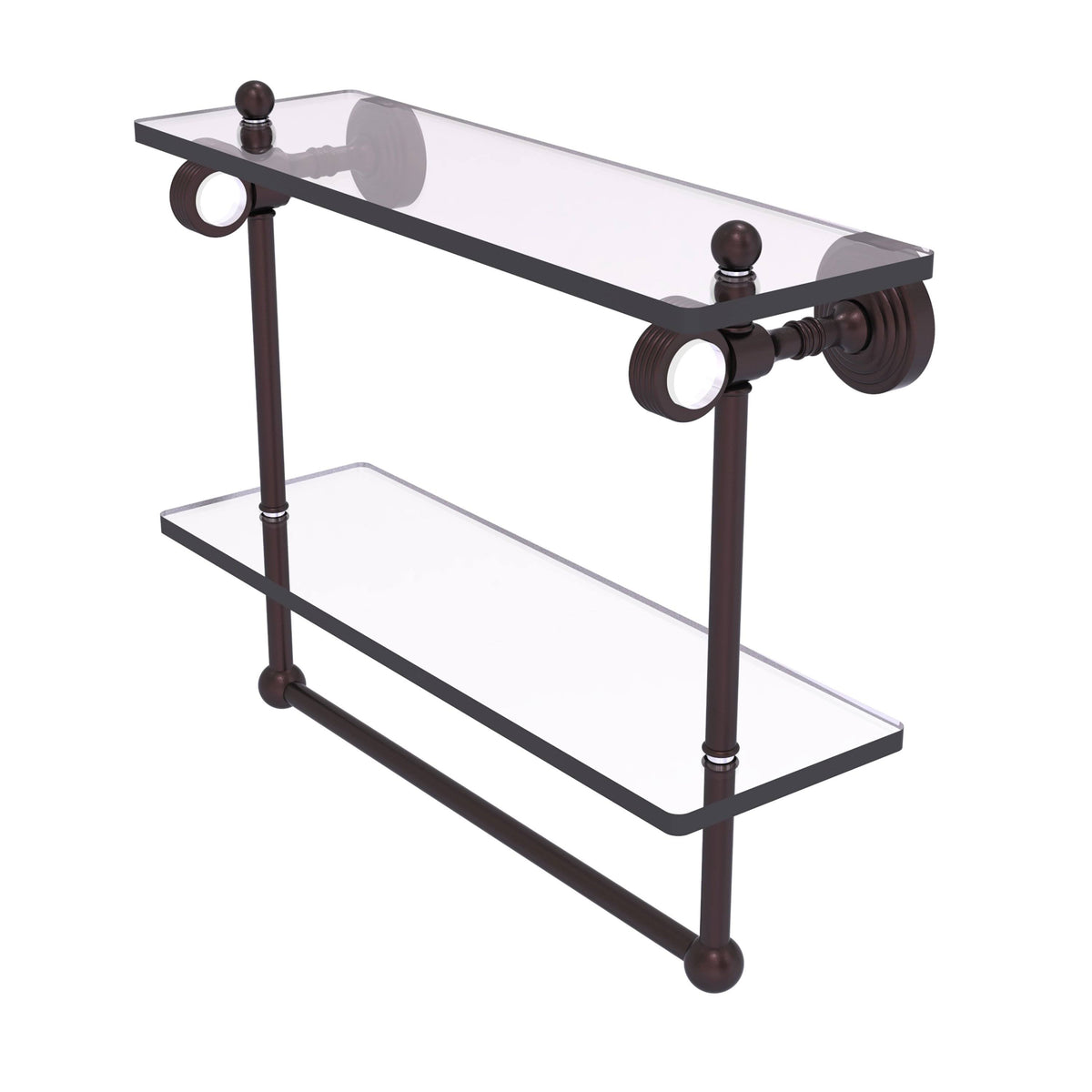 Double Glass Shelf with Towel Bar - Antique Bronze / 16 inch Q529455