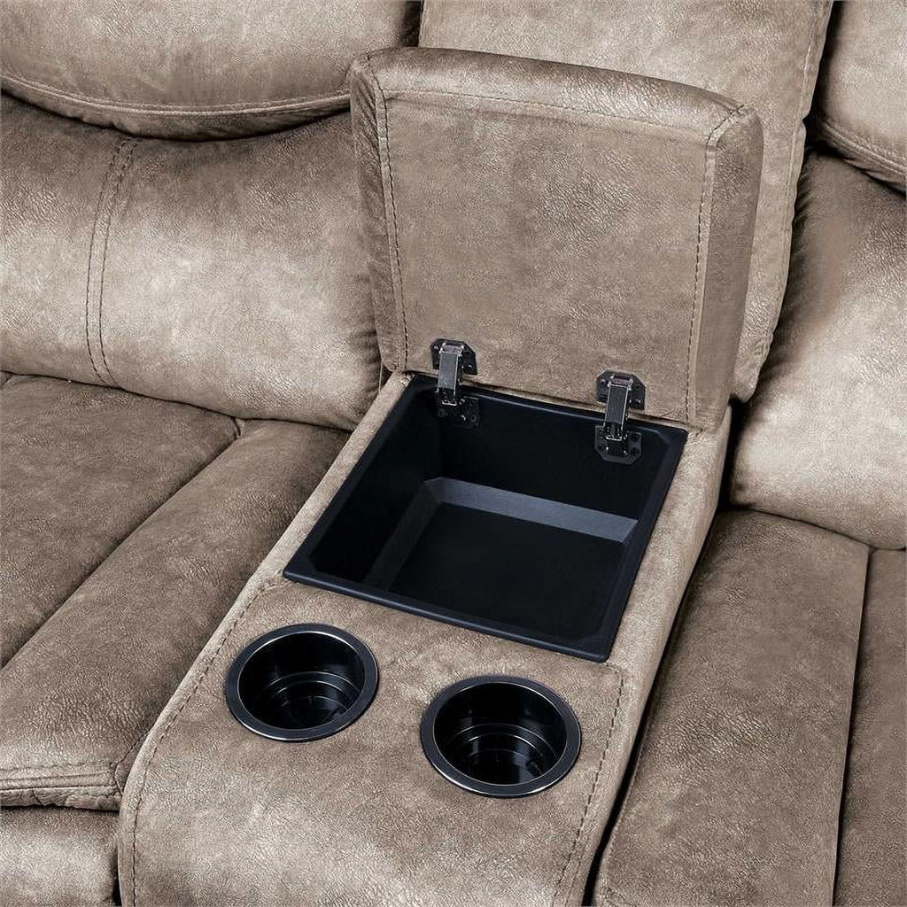 Brown Microfiber Reclining Loveseat U82001