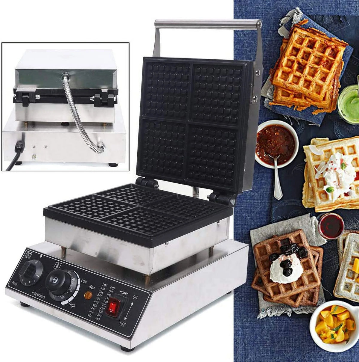 2000W Nonstick 4PCs Commercial Waffle Maker M9055