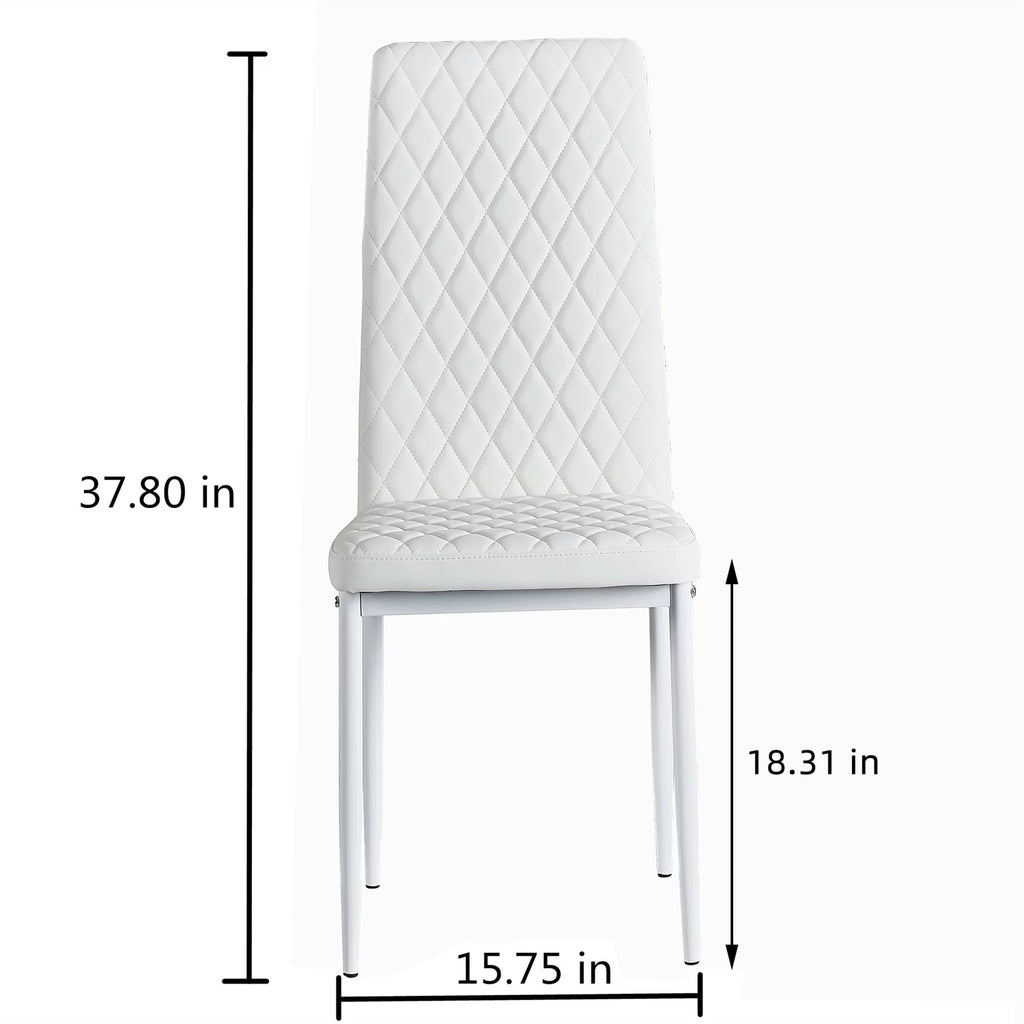 White Fireproof Leather Dining Chairs Set of 6 D1002
