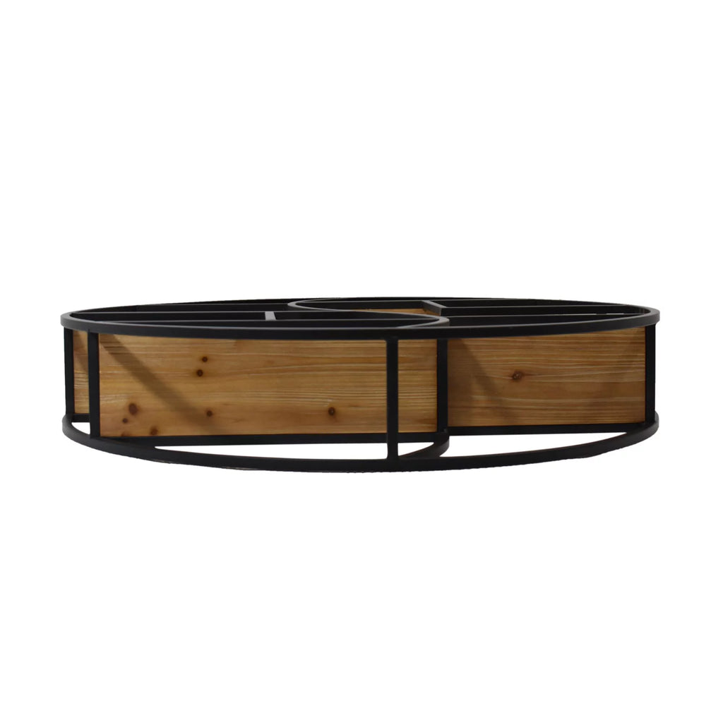 Brown and Black Contemporary Round Hanging Wall Shelf V15555