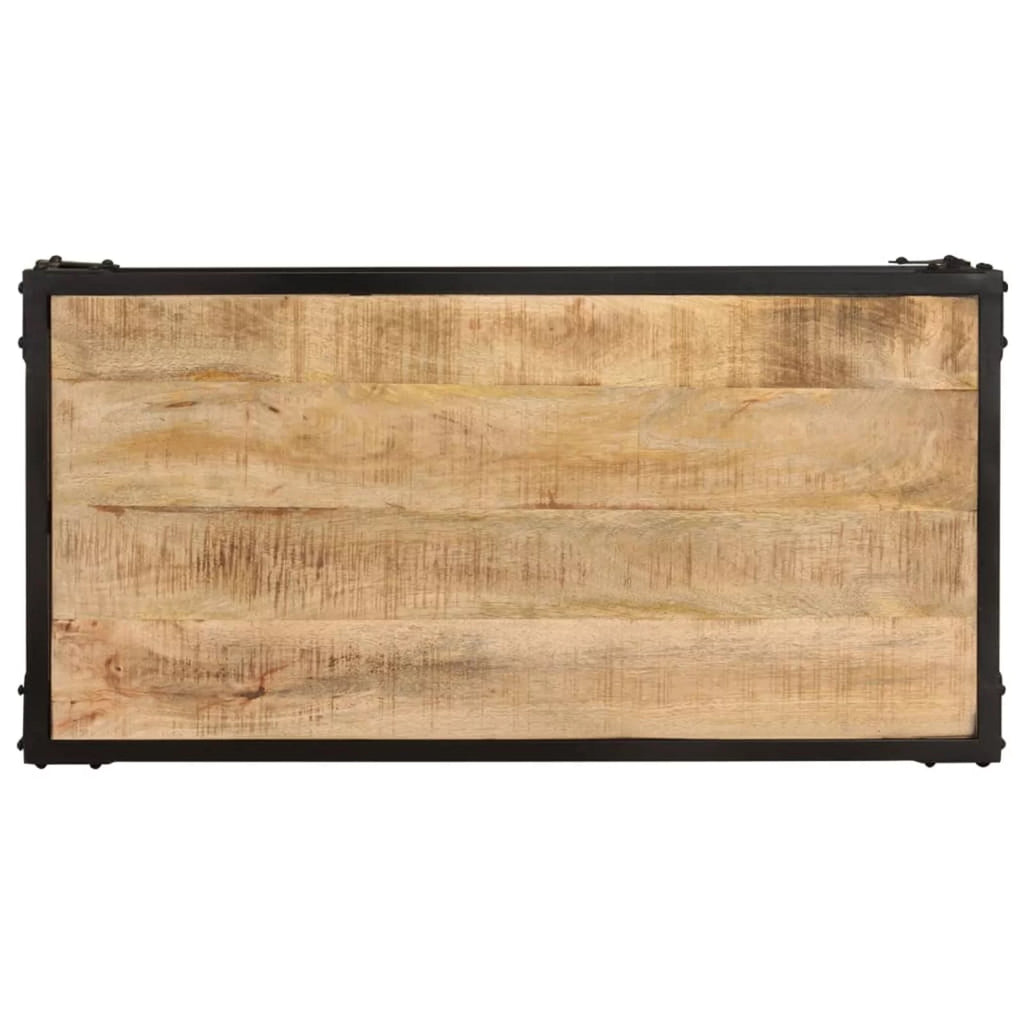 Coffee Table with Storage Shelf Mango Wood Iron Frame X228525