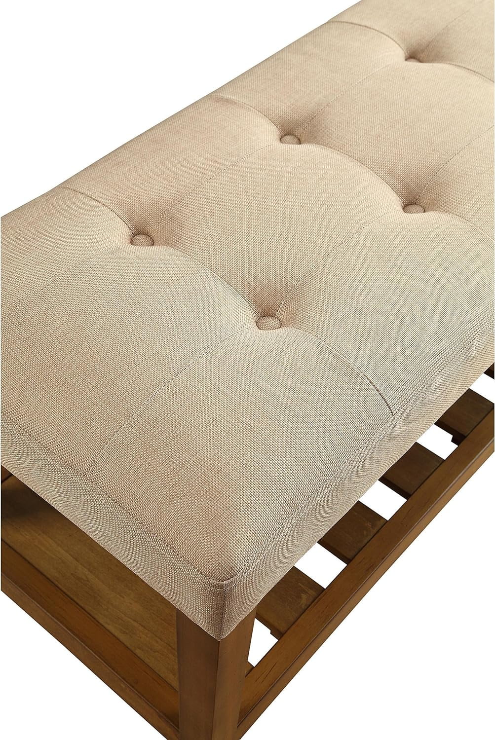 Beige Upholstered 2 Seater Loveseat with Solid Wooden Legs T817686