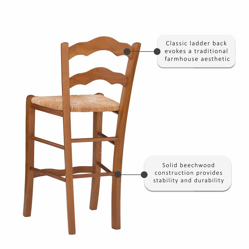 Set of Two Wood Counter Stools in Walnut O140