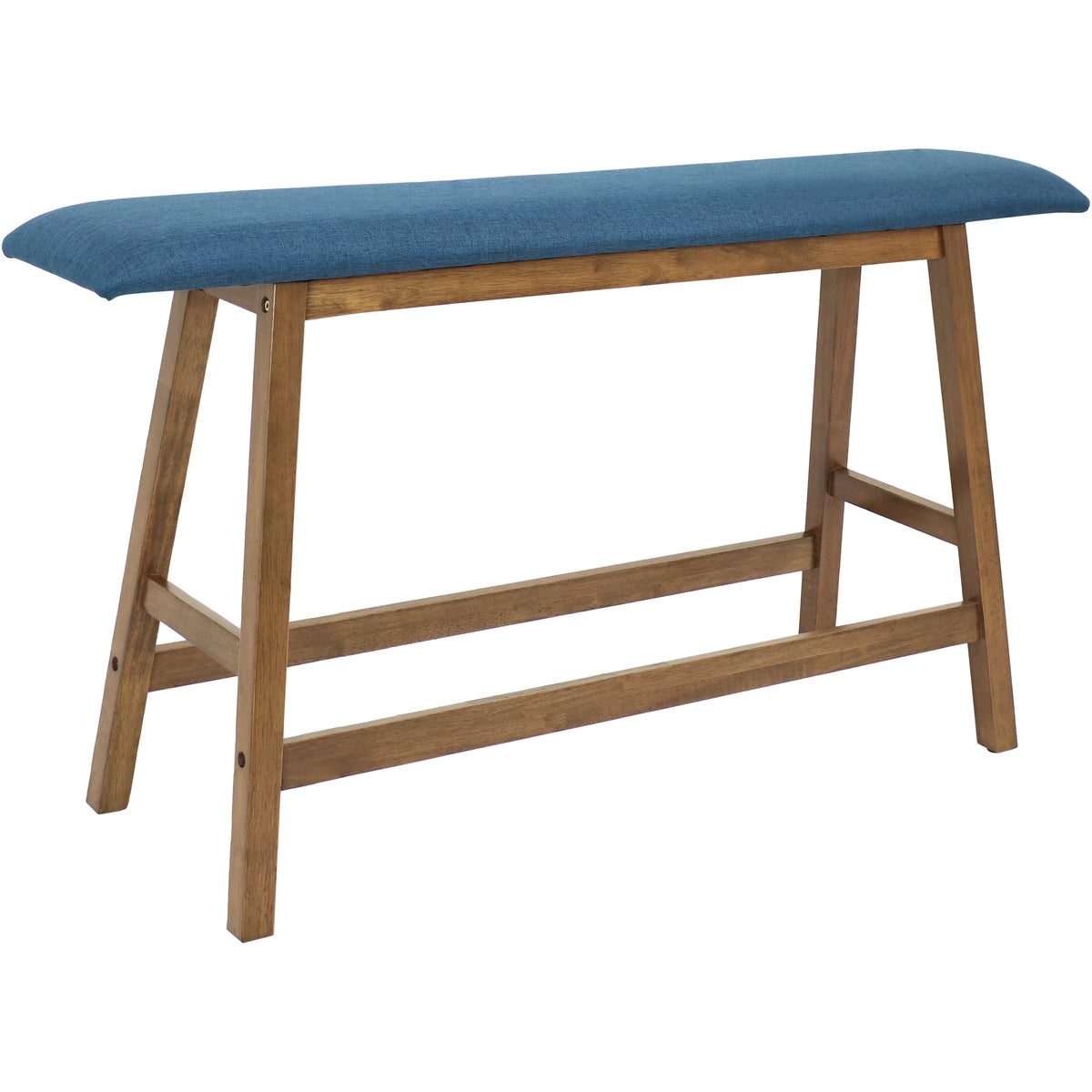 Wooden Counter-Height Dining Bench with Blue Cushion N993833
