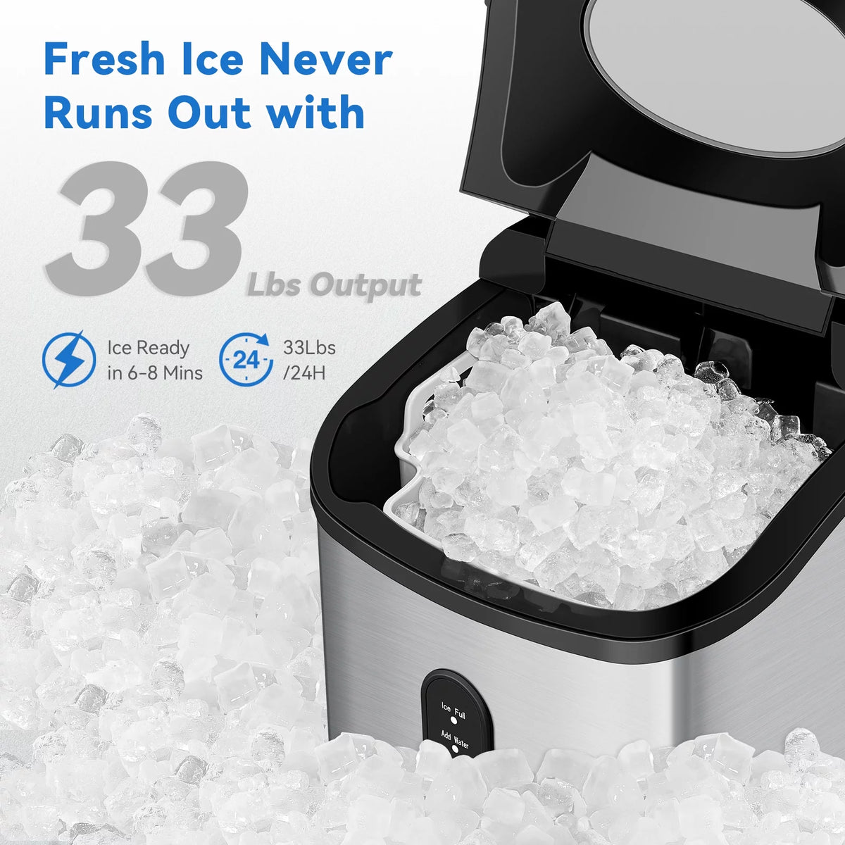 Portable Countertop Ice Maker with Ice Scoop and Basket B227111