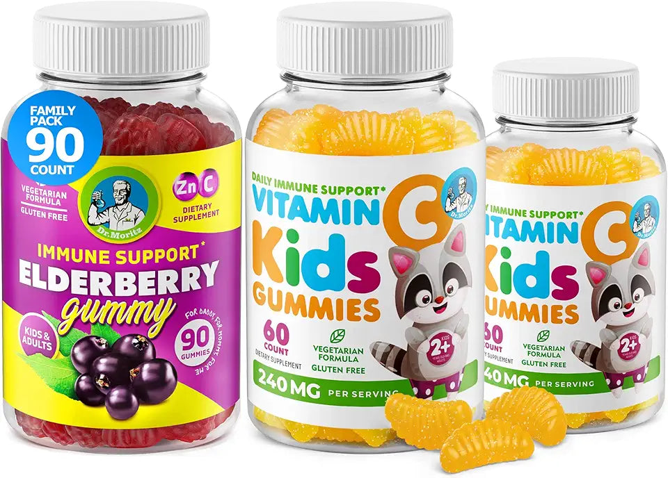 Vitamin C and Elderberry Gummies Chewable Vegetarian Dietary Supplement J5664