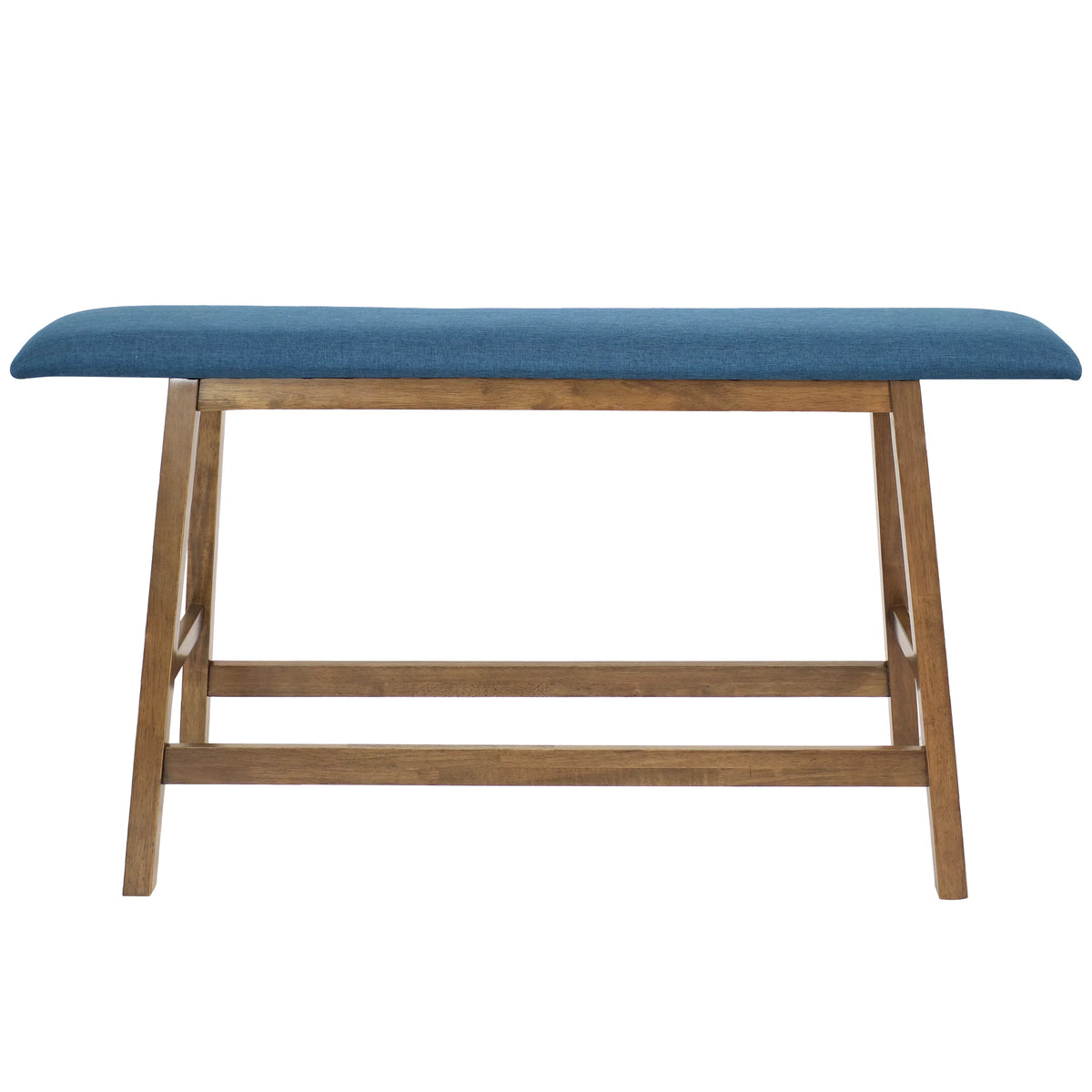 Wooden Counter-Height Dining Bench with Blue Cushion N993833