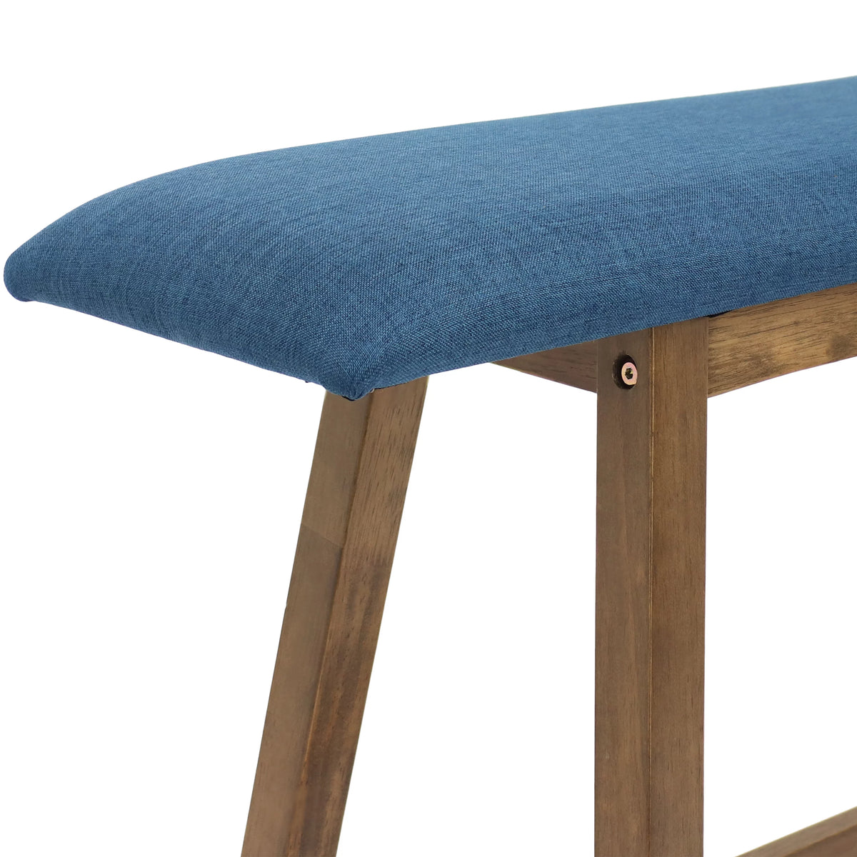 Wooden Counter-Height Dining Bench with Blue Cushion N993833