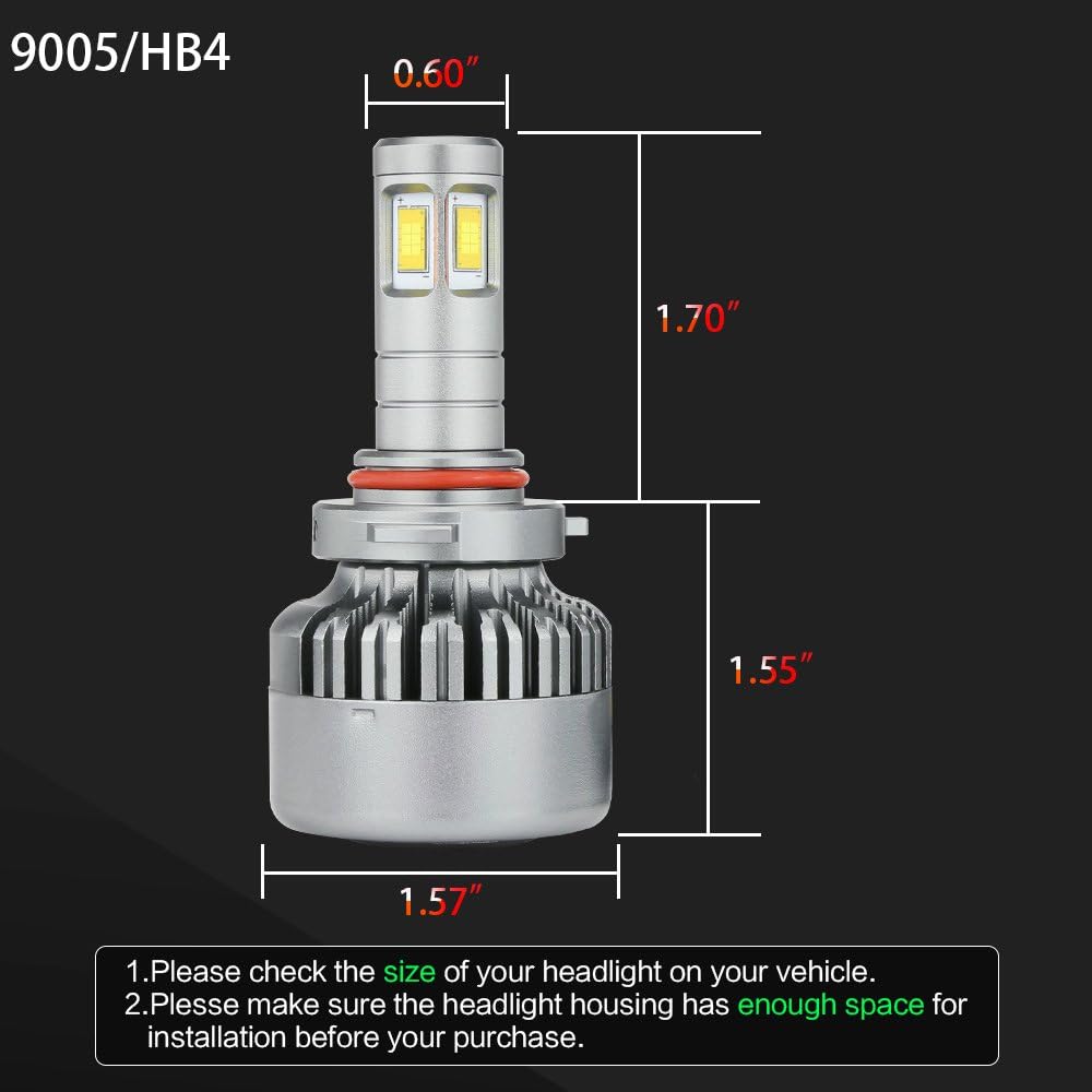 9006 LED Headlight Bulb 100W 6000K Low Beams Fog Lights Pack of 2 N132