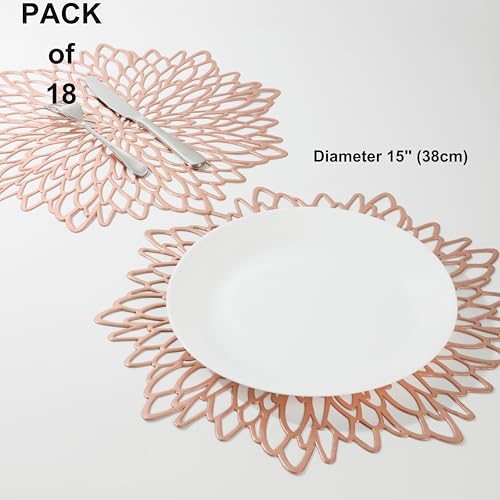 6 Pack Silver Metallic Glitter Vinyl Round Placemats W36008
