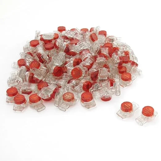 Red 3 Ports Wire Butt Splice Connector Pack of 100 F75371