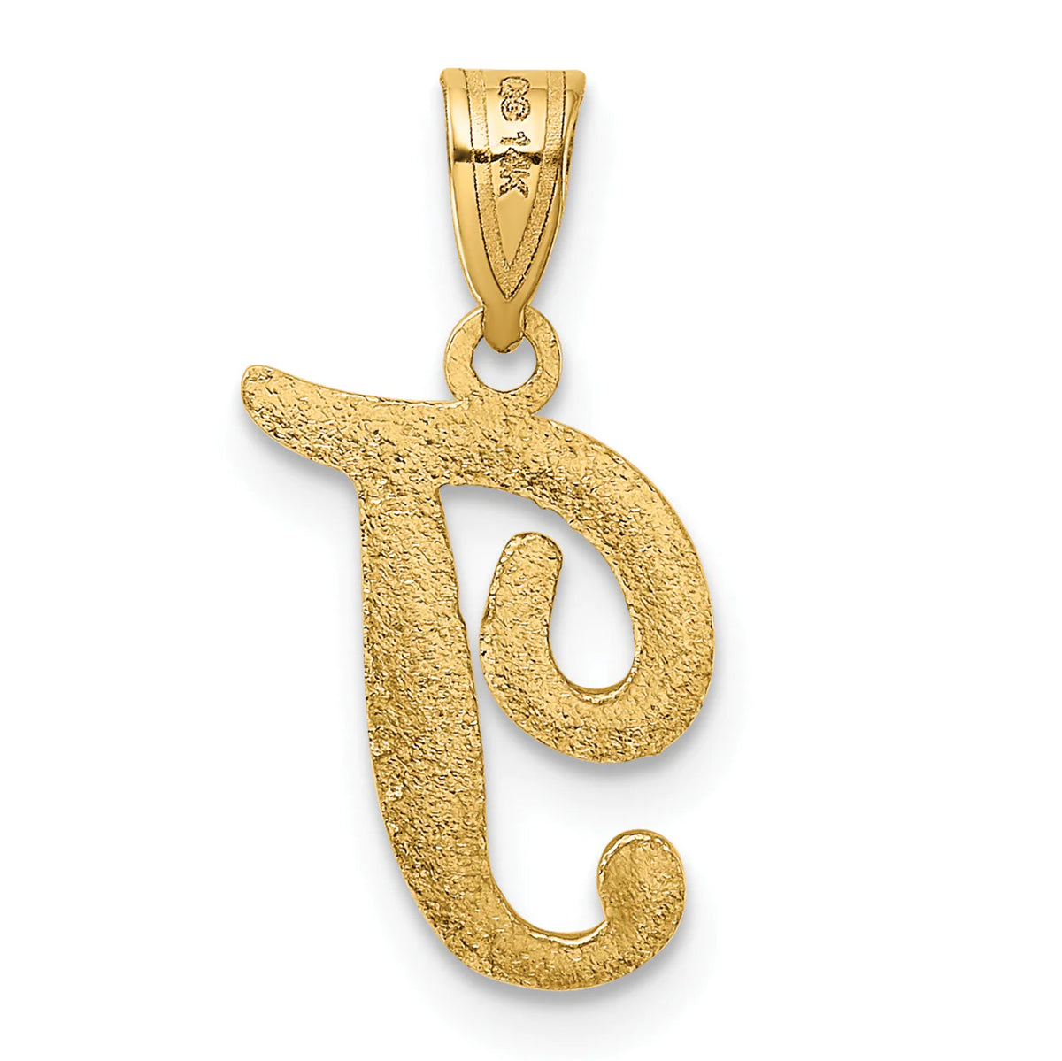 14K Yellow Gold Script Letter T Initial Pendant P98147