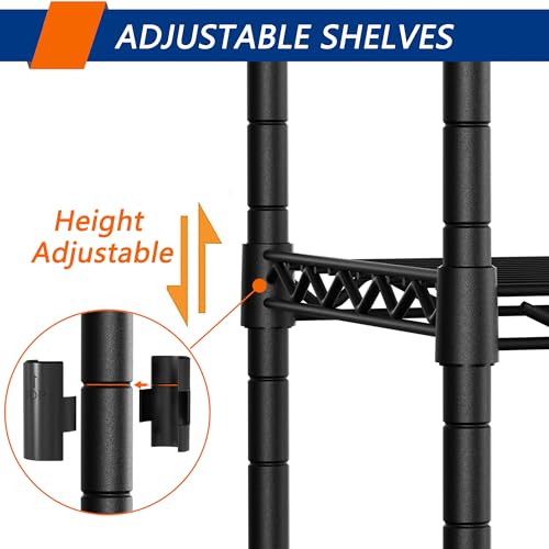Adjustable Heavy Duty 3-Shelf Metal Wire Shelving Black V8862
