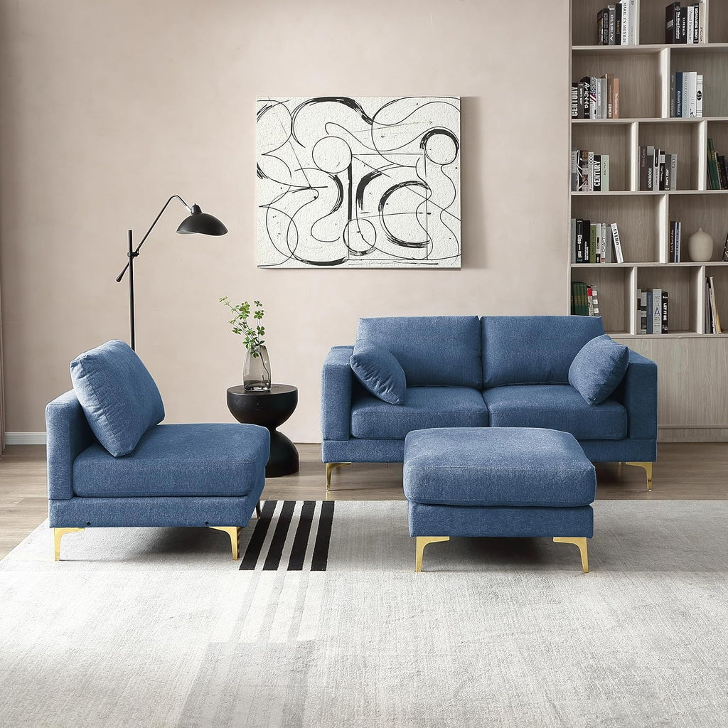 Blue Reversible Modular Sofa with 2 Pillows T5753