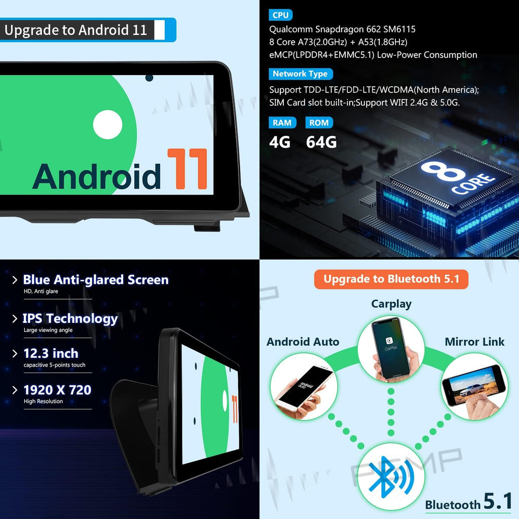 12.3" Android 11 Carplay Screen for BMW 5 Series NBT L27821