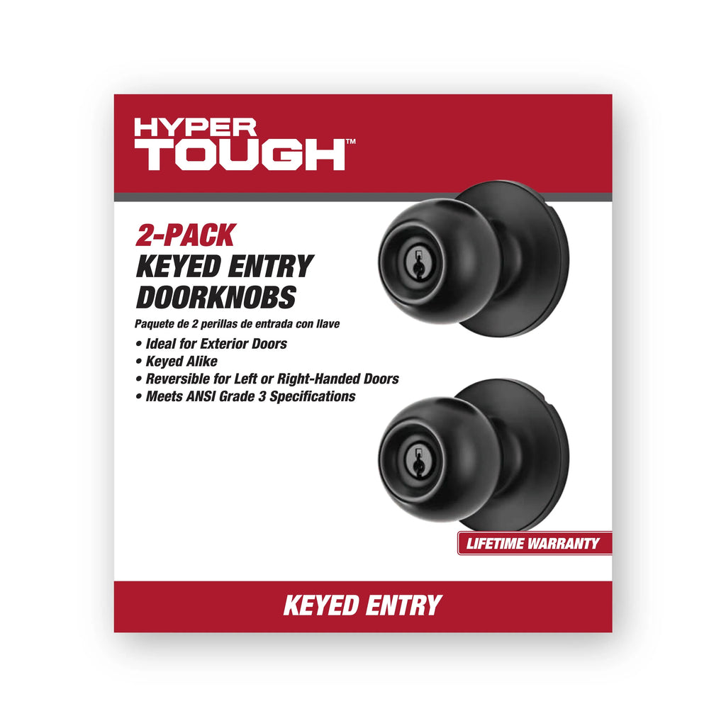 Matte Black Keyed Entry Doorknobs Twin Pack Z364000