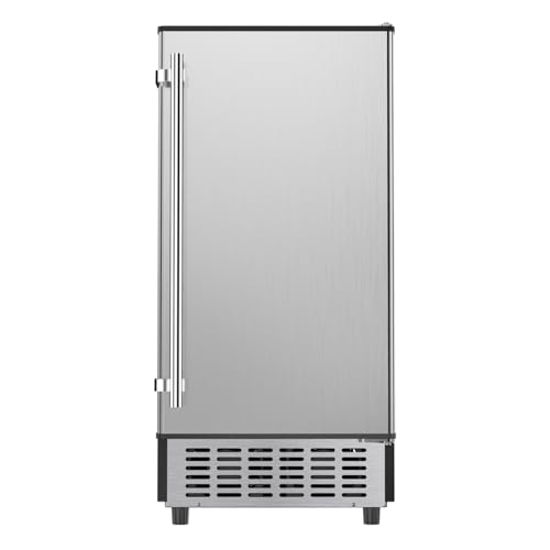 15 Inch Stainless Steel Built-in Freestanding Ice Maker with 30lbs Storage Bin X190