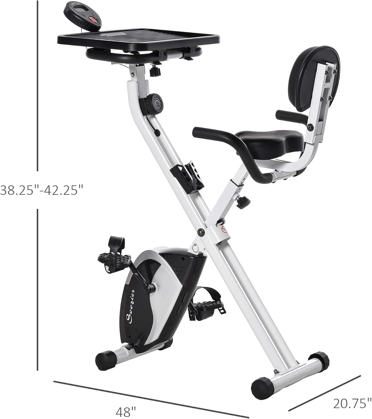 White Stationary Exercise Bike with Adjustable Desktop A27573