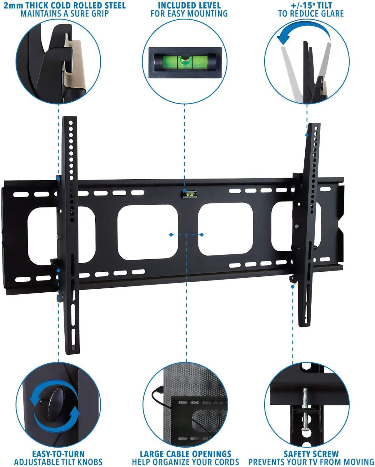Large Tilting TV Wall Mount Bracket, 220 Pound Capacity, VESA Compatible, Pack of 2 Y718