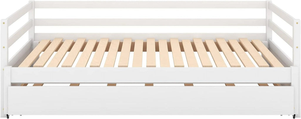 White Wood Extendable Daybed with Trundle H55016