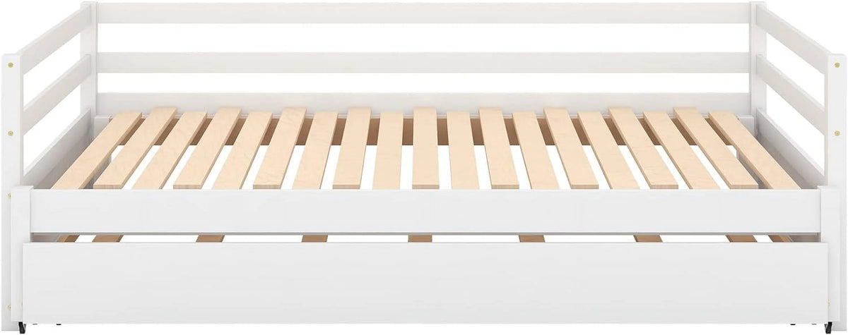 White Wood Extendable Daybed with Trundle H55016