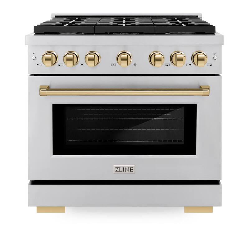36 in. 6-Burner Freestanding Gas Range and Convection Oven in Stainless Steel and Polished Gold D543